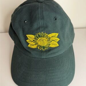 Green Cap with Yellow Sunflower Embroidery